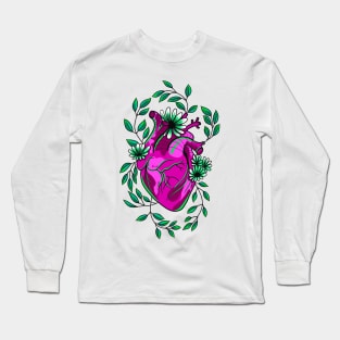 electric pink and green witchy anatomically correct heart cute gift Long Sleeve T-Shirt